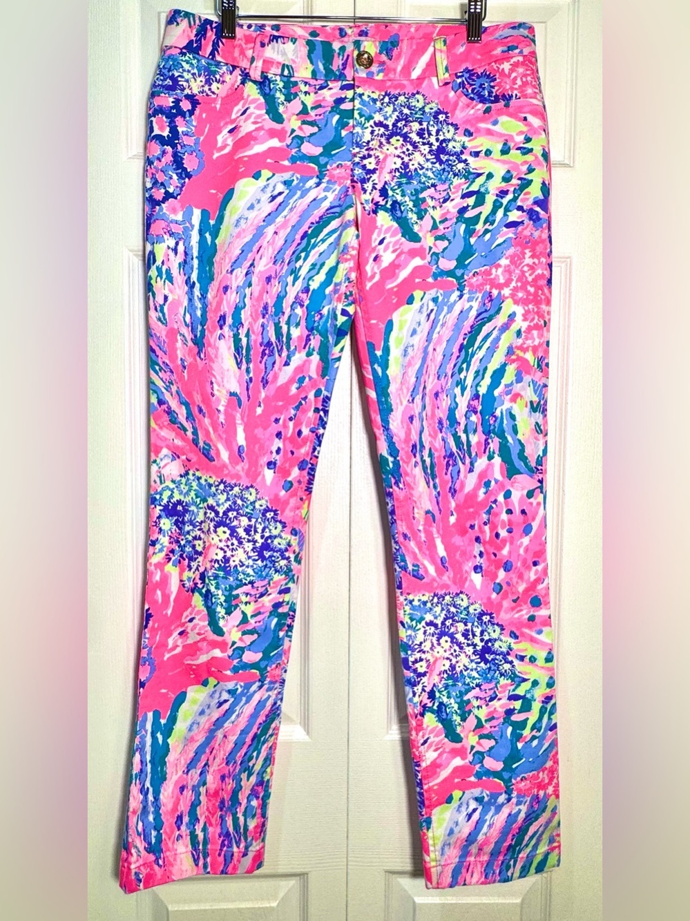 Lilly Pulitzer Callahan Chino Ankle Pants Rainbow Soleil Print Size 8 NWOT